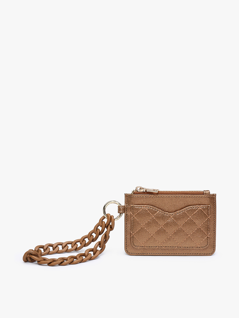 JEN & CO, Wallet,Rhodes Quilted Wallet w/ Chain Bangle```,Copper Bronze