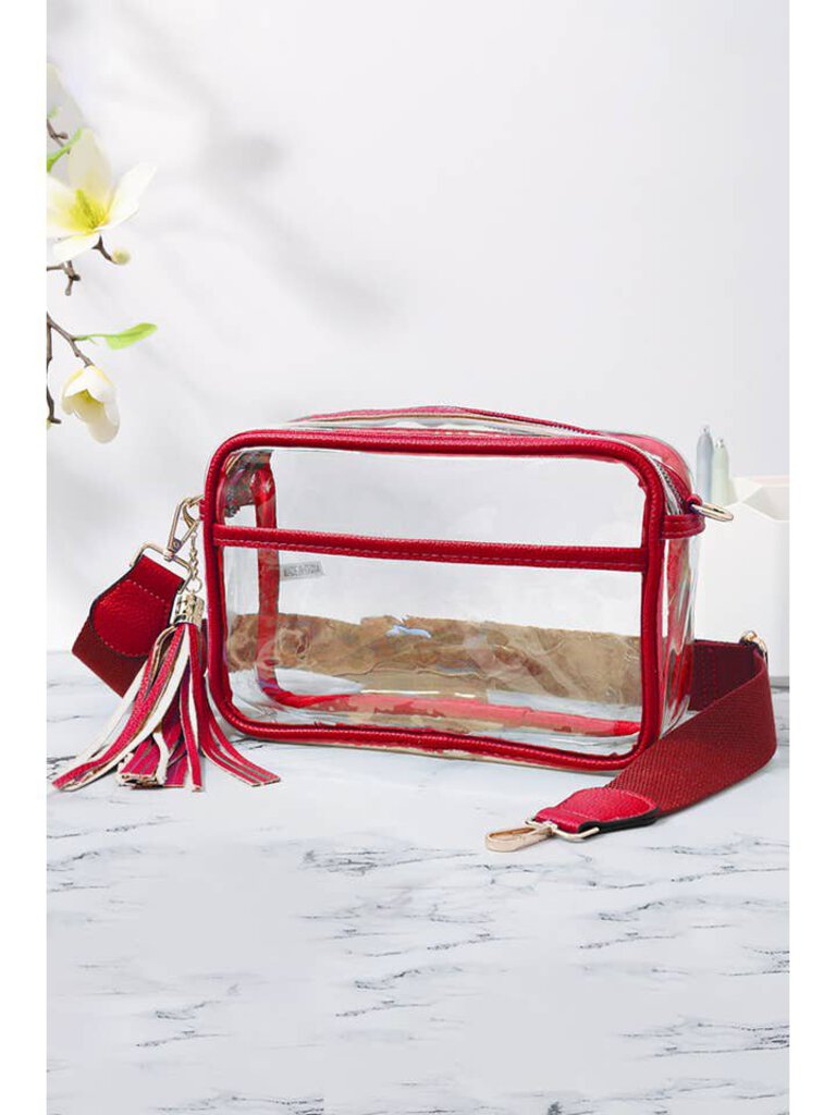 Hana, Bags,Clear Camera w/Tassel,Red