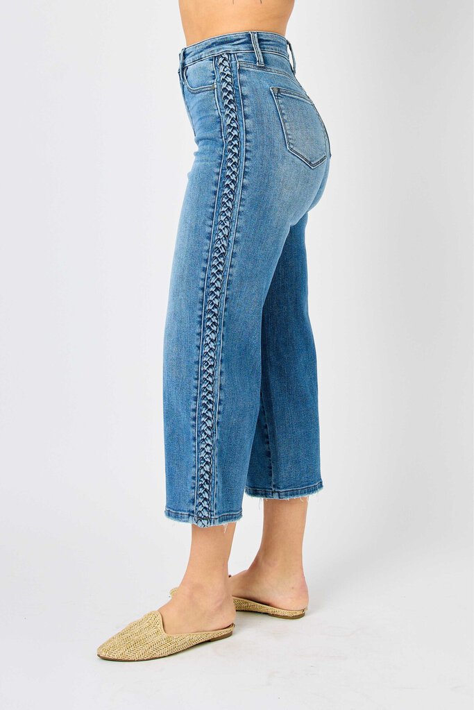 Judy Blue, Jeans,HW Braid Detail Crop