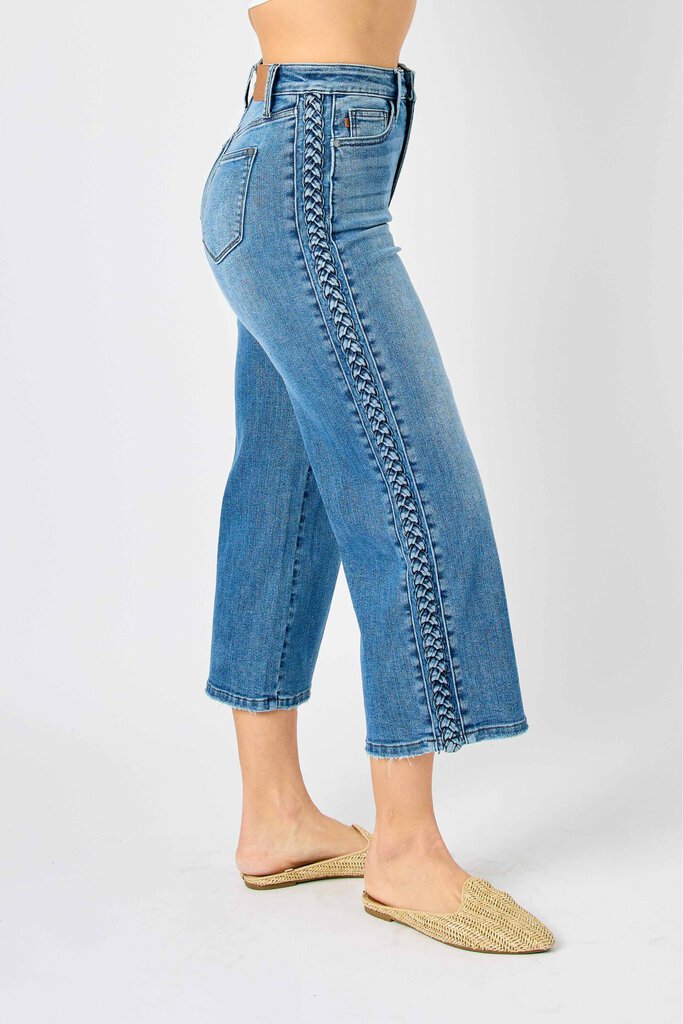 Judy Blue, Jeans,HW Braid Detail Crop