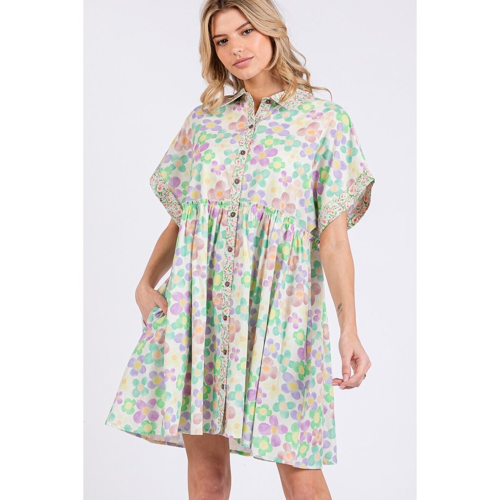 Sage + Fig, Dress,Floral Button Front Babydoll
