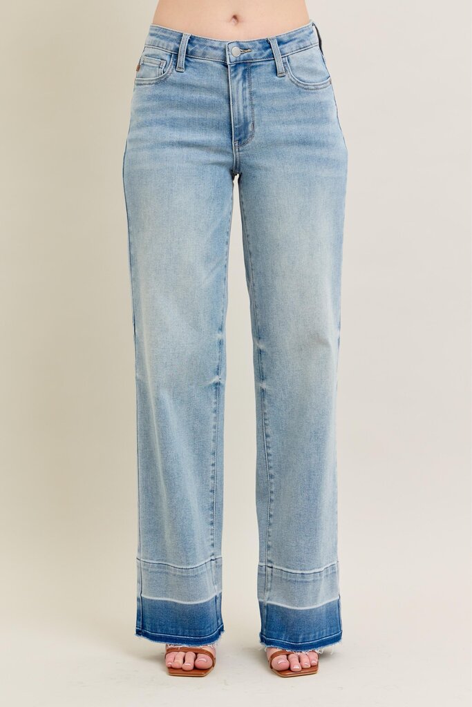 Judy Blue, Jeans,Mid Rise Release Hem Wide Leg