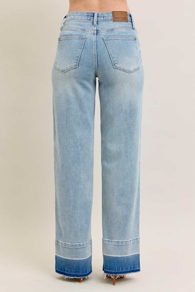Judy Blue, Jeans,Mid Rise Release Hem Wide Leg