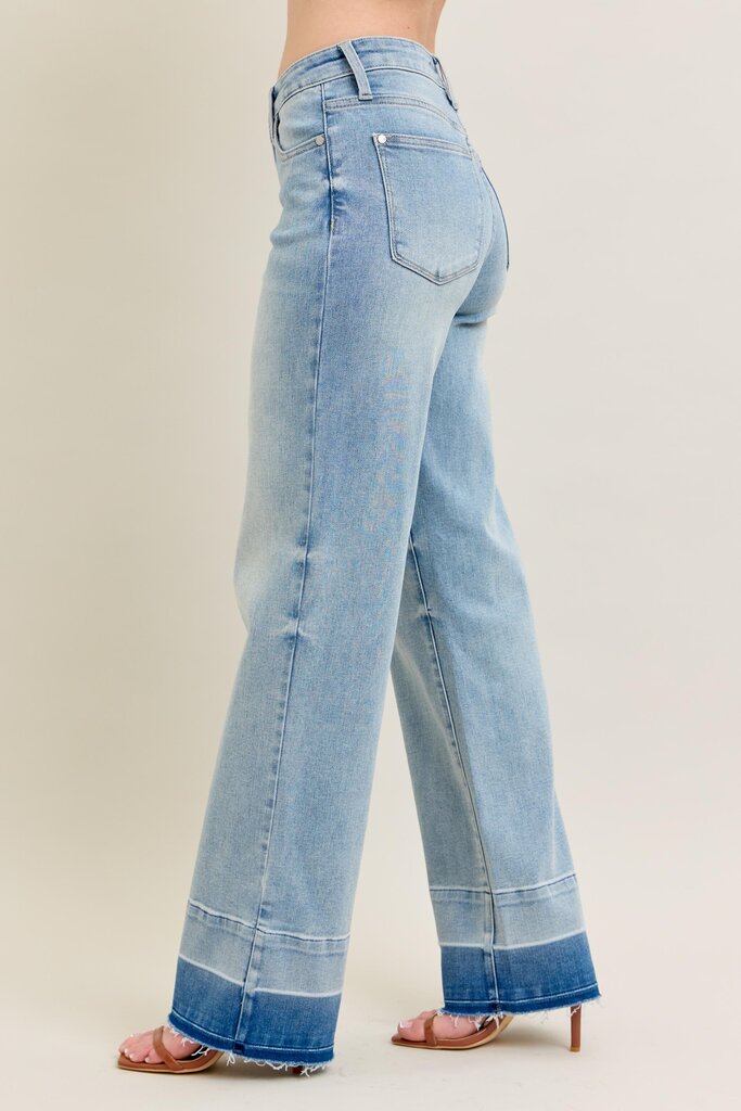 Judy Blue, Jeans,Mid Rise Release Hem Wide Leg
