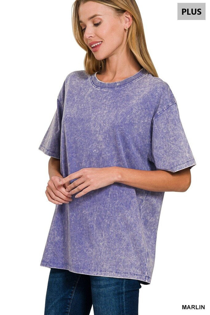 Zenana, Top,Washed Short Sleeve