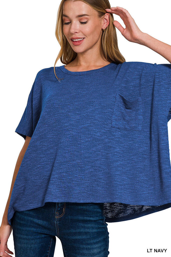 Zenana, Top,Oversized Slub Pocket