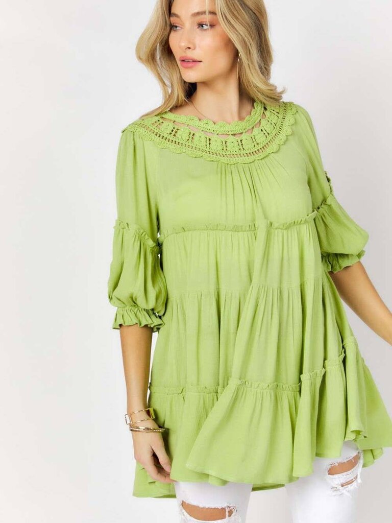 Davi&Dani, Top,Crochet Trim Swing Top