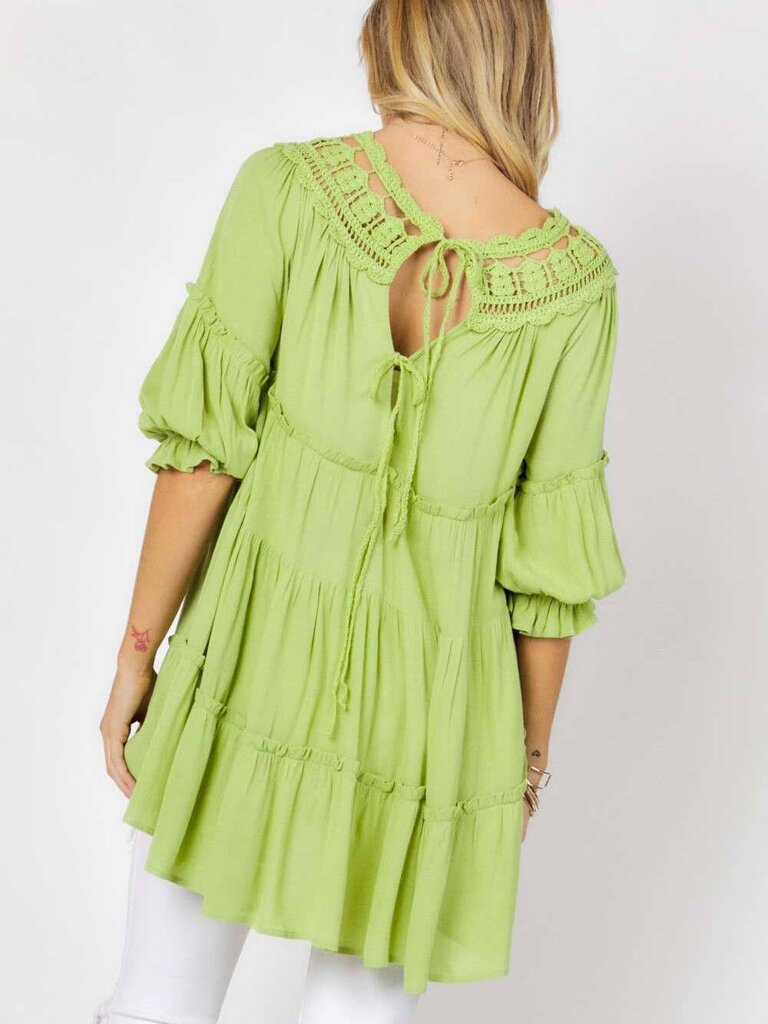 Davi&Dani, Top,Crochet Trim Swing Top