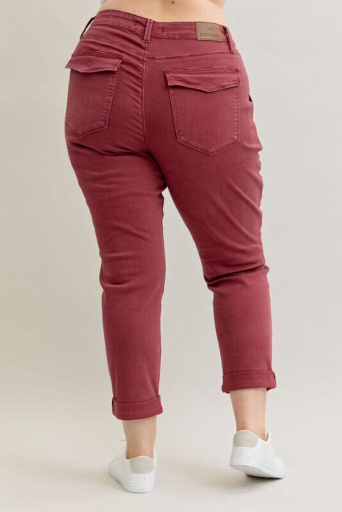 Judy Blue, Jeans,HW Aurora Garment Dyed Cuffed