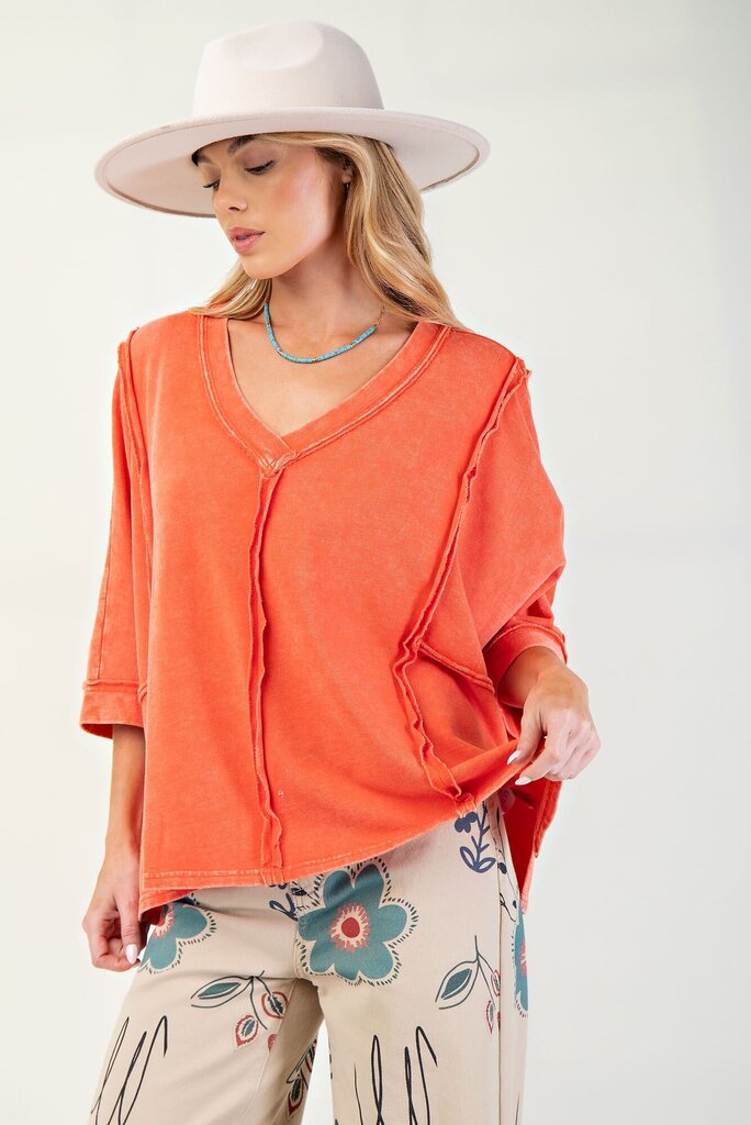 easel, Top,Mineral Wash V-Neck