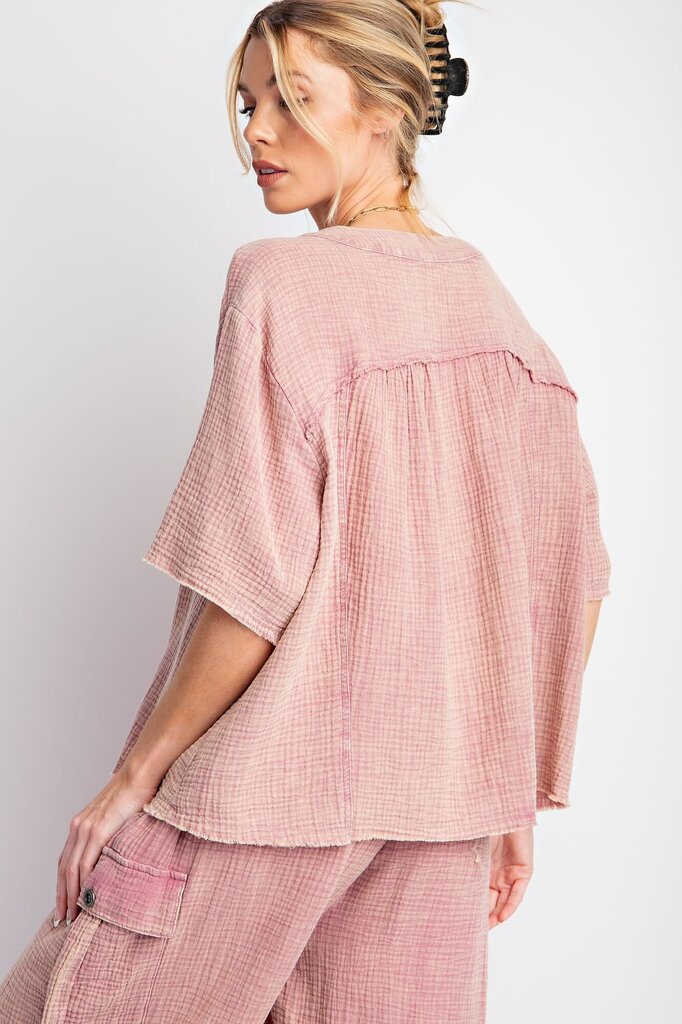 easel, Top,S/S Cotton Gauze Shirt