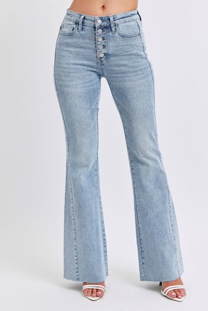 Judy Blue, Jeans,MR Rhinestone Side Panel Flare 88895