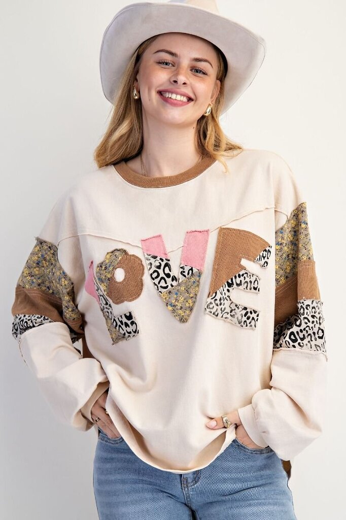 easel, Top,Love Sweatshirt
