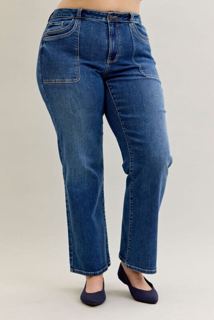 Judy Blue, Jeans,MR Straight Front Dbl Pkt.