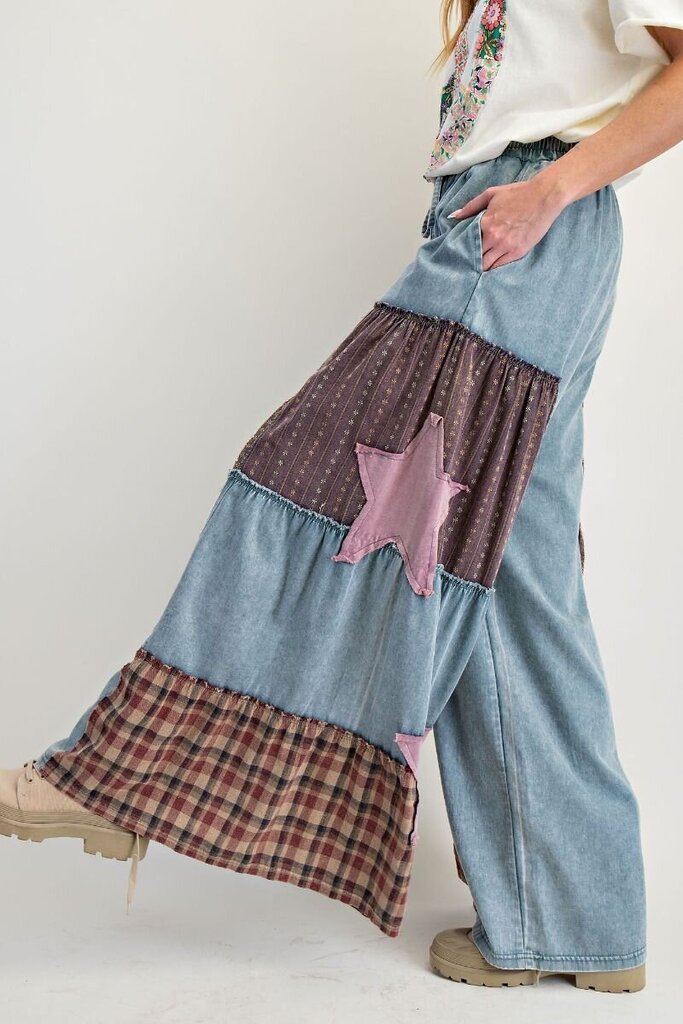 easel, Pants,Vtg Patchwork Denim