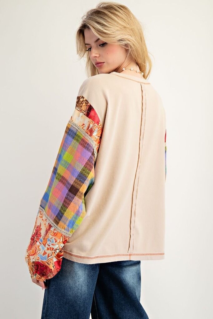 easel, Top,Print Mix Soft Cotton Knit