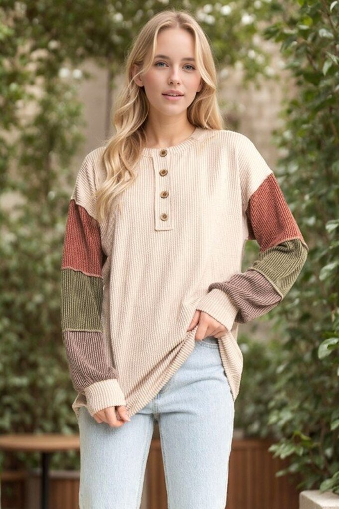 Heimish, Top,Ribbed Colorblok