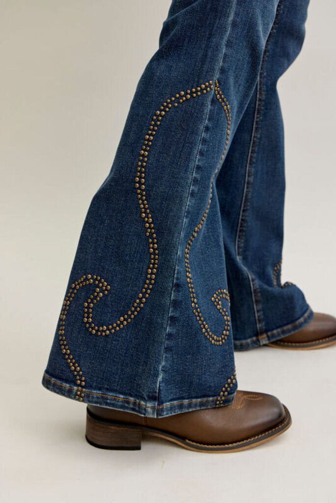 Judy Blue, Jeans,HW Flare Western Stud Detail 881033