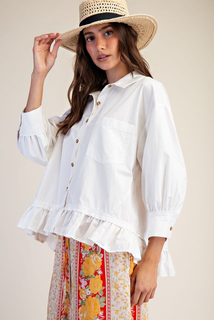 easel, Top,Button Down Cotton Poplin
