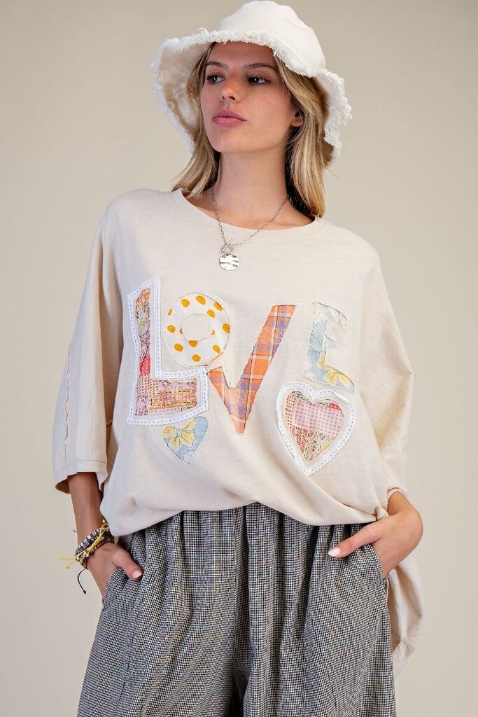 easel, Top,LOVE Patch S/S Cotton