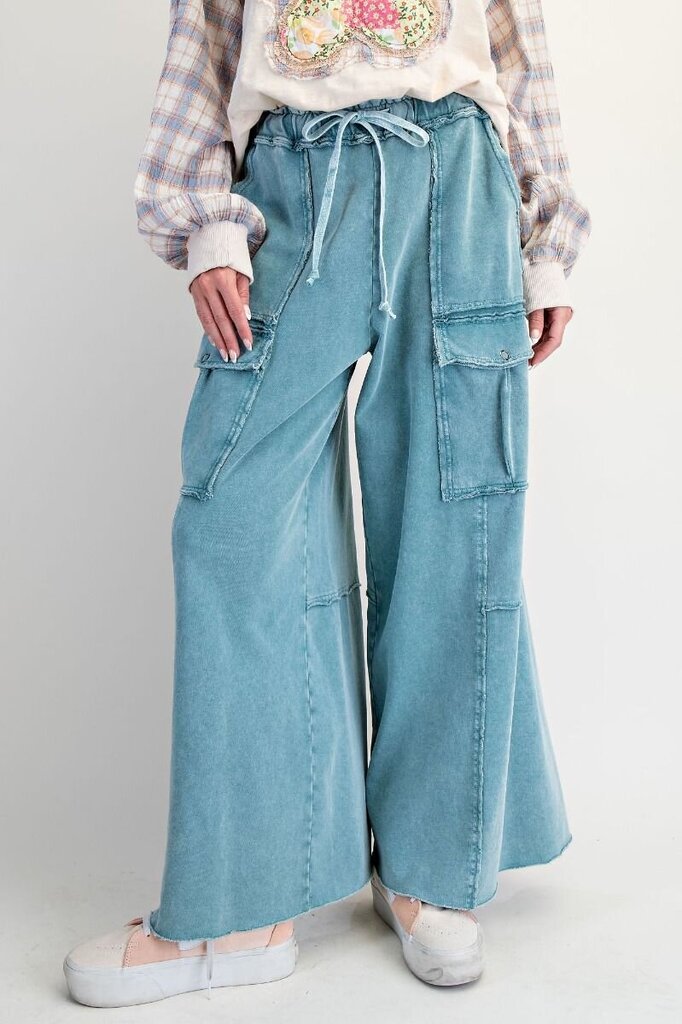 easel, Pants,Mineral Washed Terry Knit Cargo