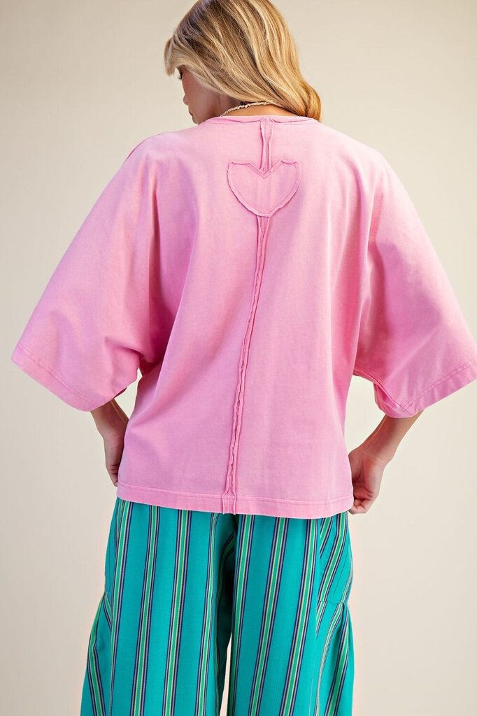 easel, Top,Ruffle Heart S/S,Pink,S