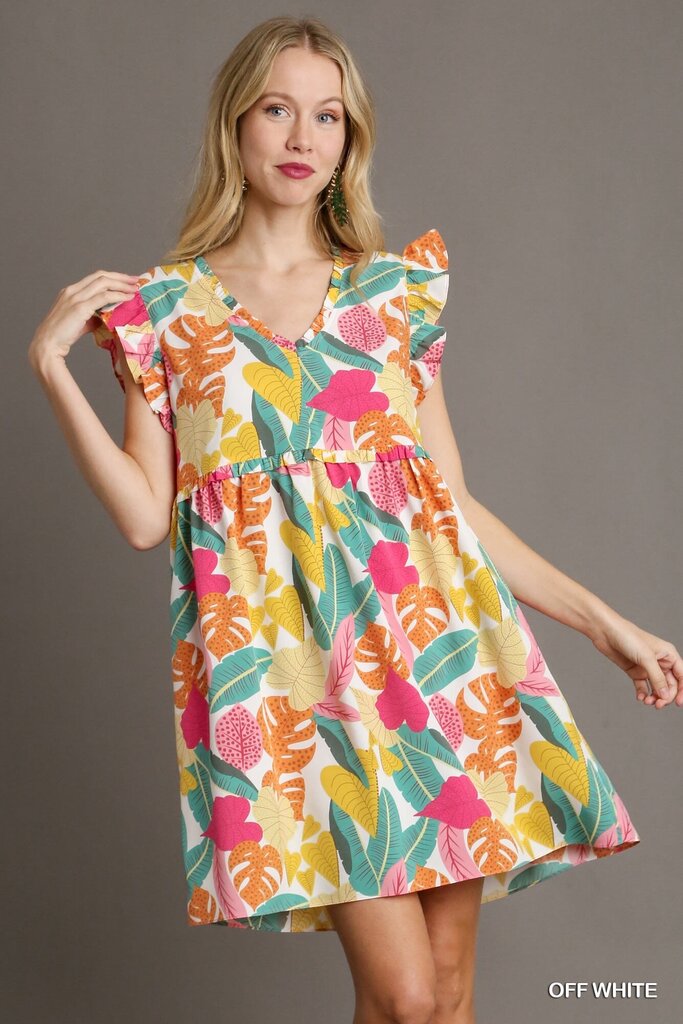 UMGEE, Dress,Print V-Neck w/Pockets