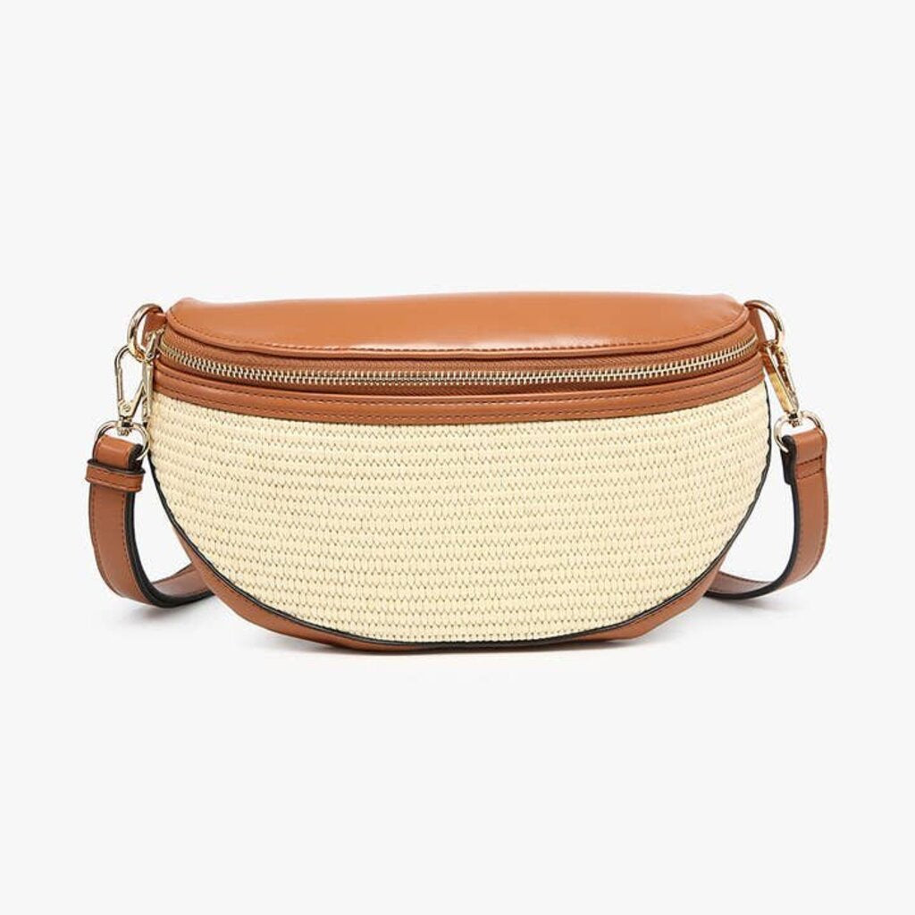JEN & CO, Bags,Nevaeh Straw Crossbody,Nat/Brwn