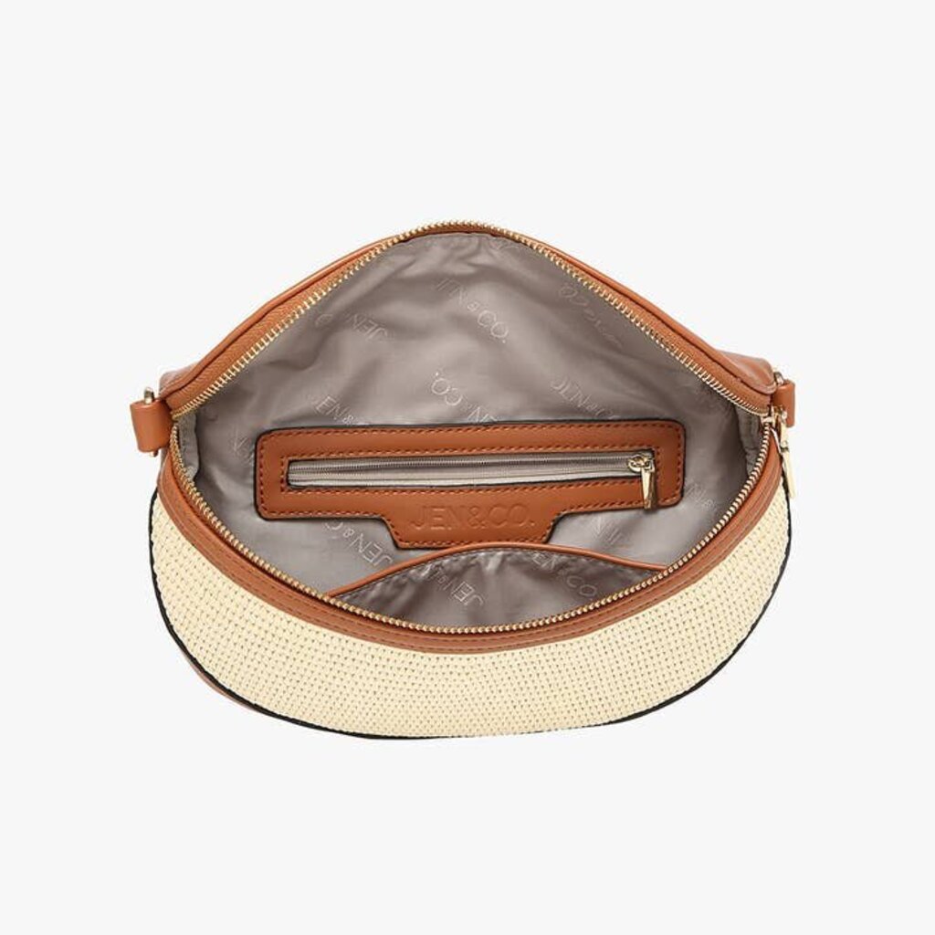 JEN & CO, Bags,Nevaeh Straw Crossbody,Nat/Brwn