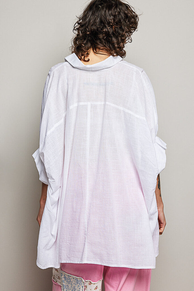 POL, Top,Half Sleeve Cotton Roomy Fit Casual Shirt ,White,L