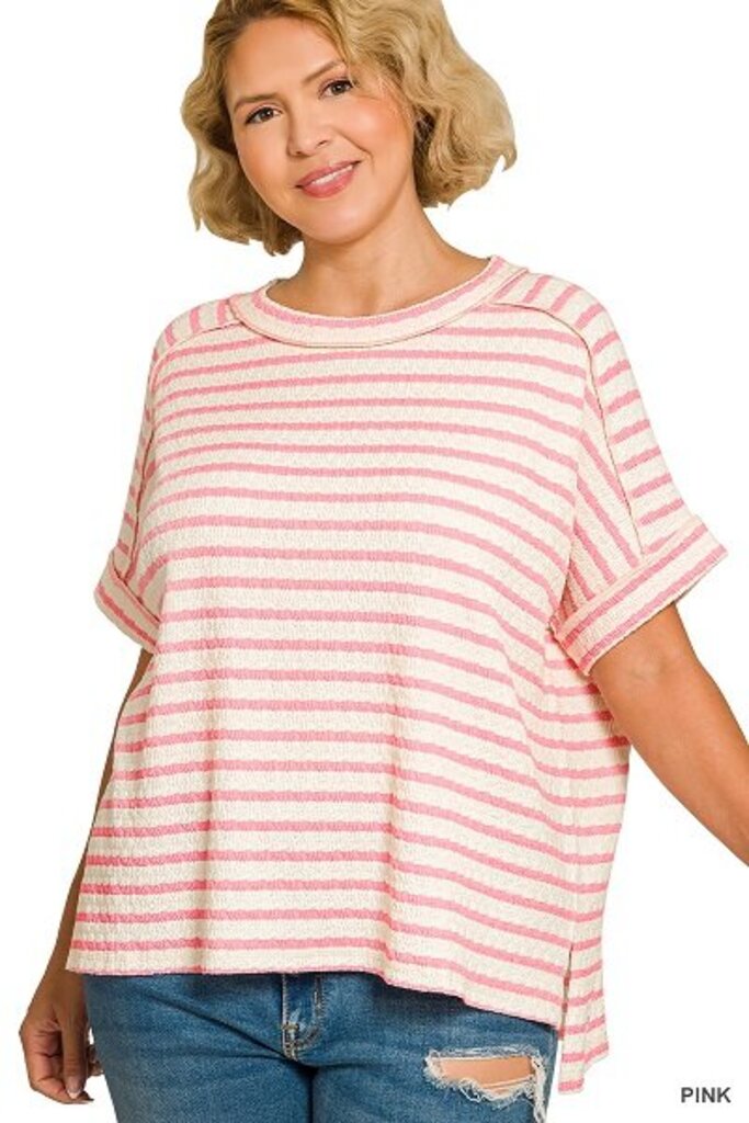 Zenana, Top,Striped Pull Over