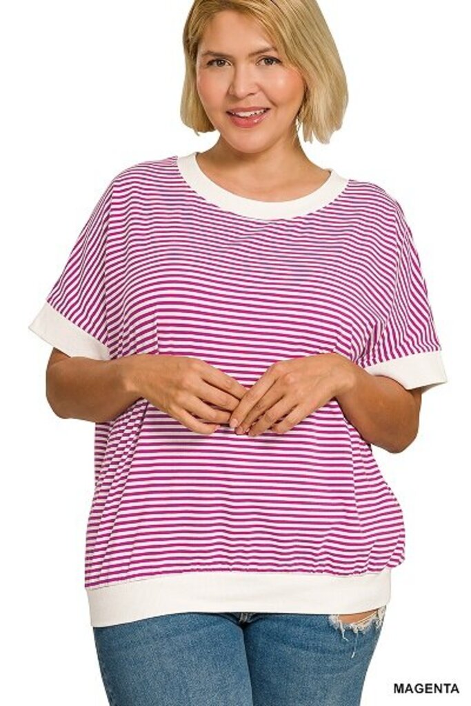 Zenana, Top,Striped Banded Bottom