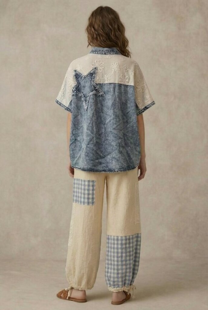 Mello, Top,Denim Star Accent