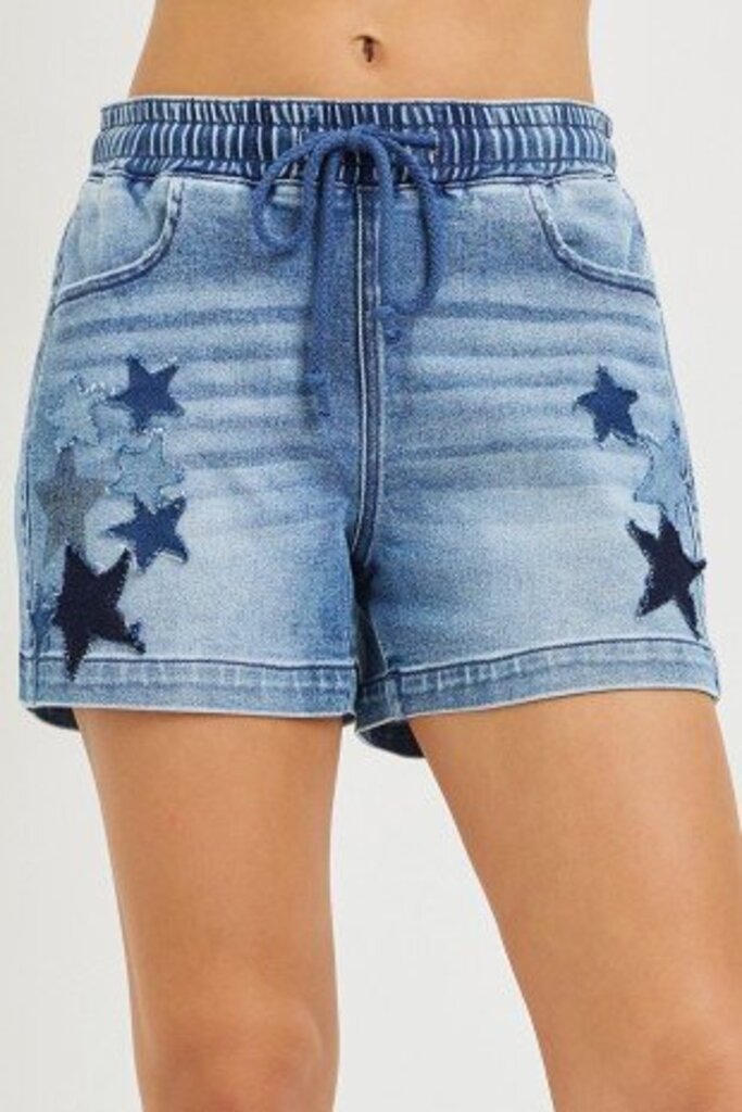 Risen Jeans, Shorts,Elastic Star Patched