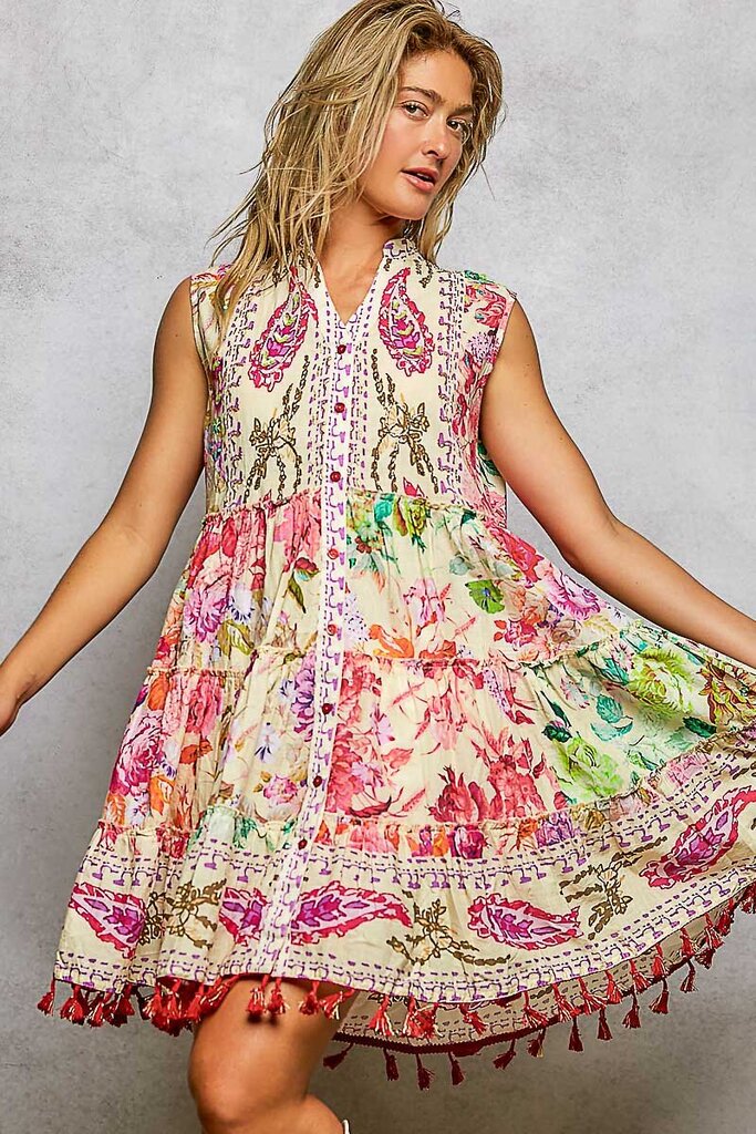 POL, Dress,Sleeveless Beaded Dress