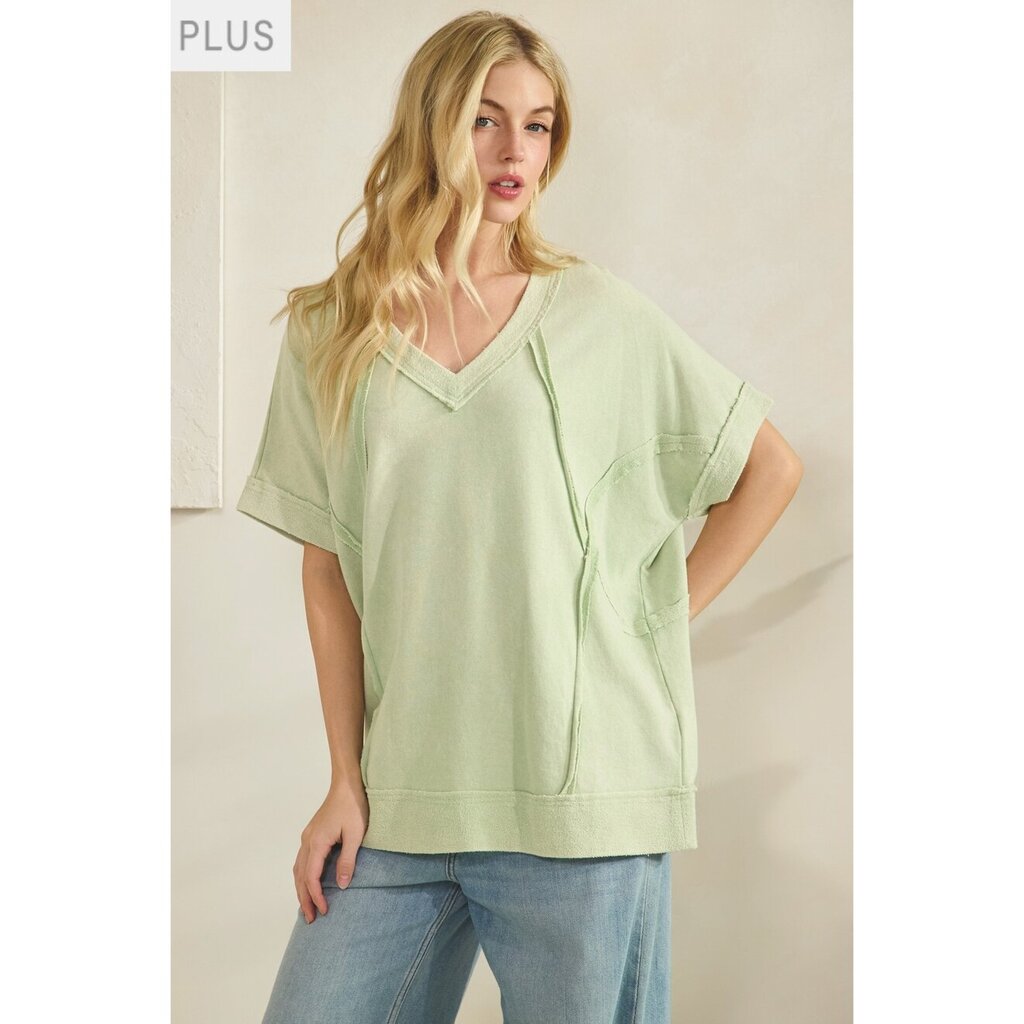 Sage + Fig, Top,Mineral Wash Vtg Seam Tee