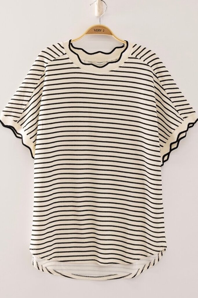 Very J, Top,Scallop Trim Stripe