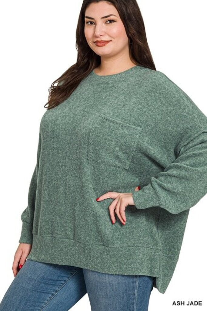 Zenana, Top,Brushed Drop Shoulder Oversized Sweater