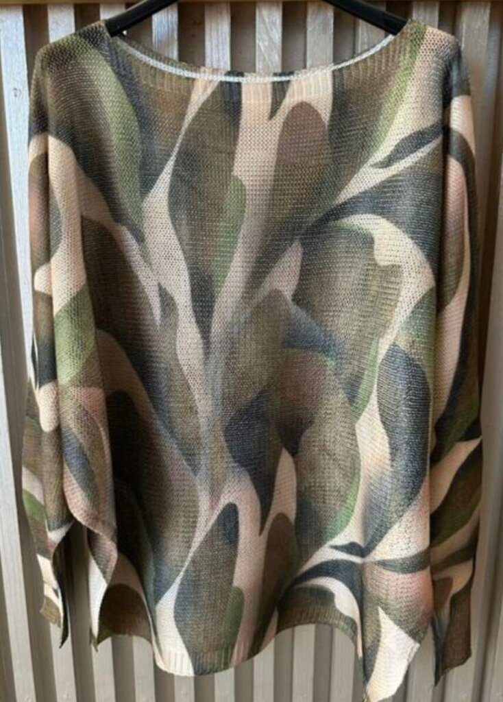 Loowie, Sweater,Abstract Print,Olive,One Size