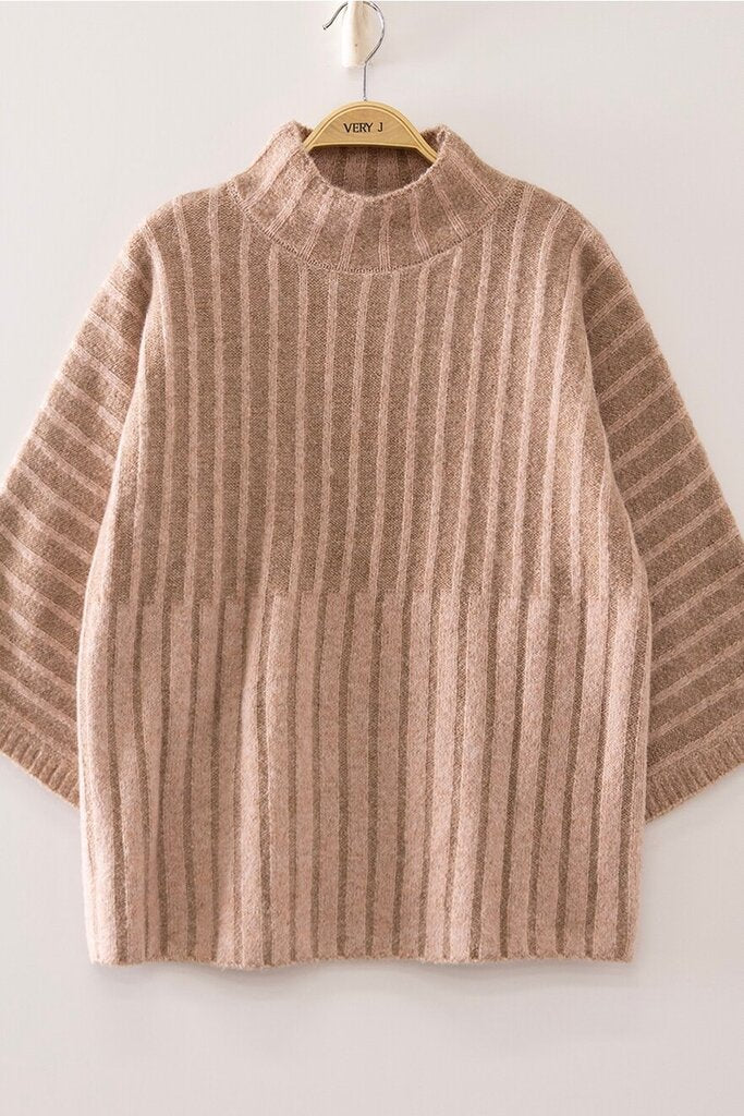 Very J, Top,Ribbed Mock Neck