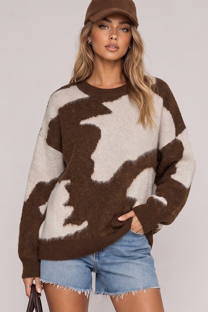 Very J, Sweater,Western Cow Print