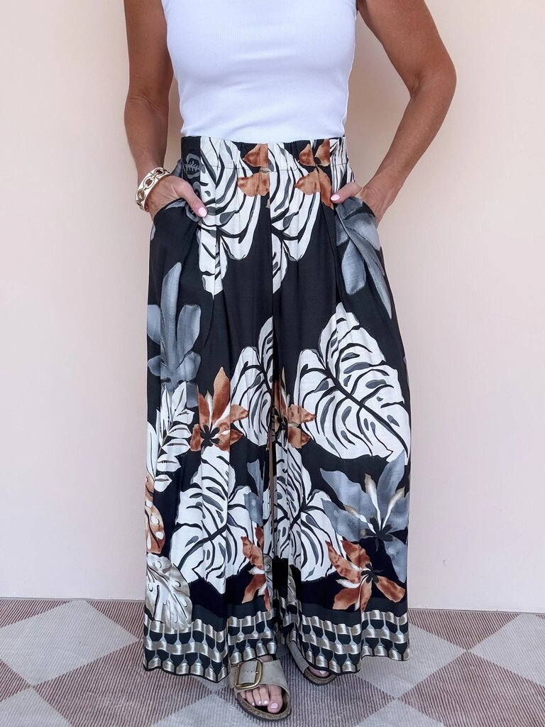 UMGEE, Pants,Print Wide Leg,Brown Multi,2XL