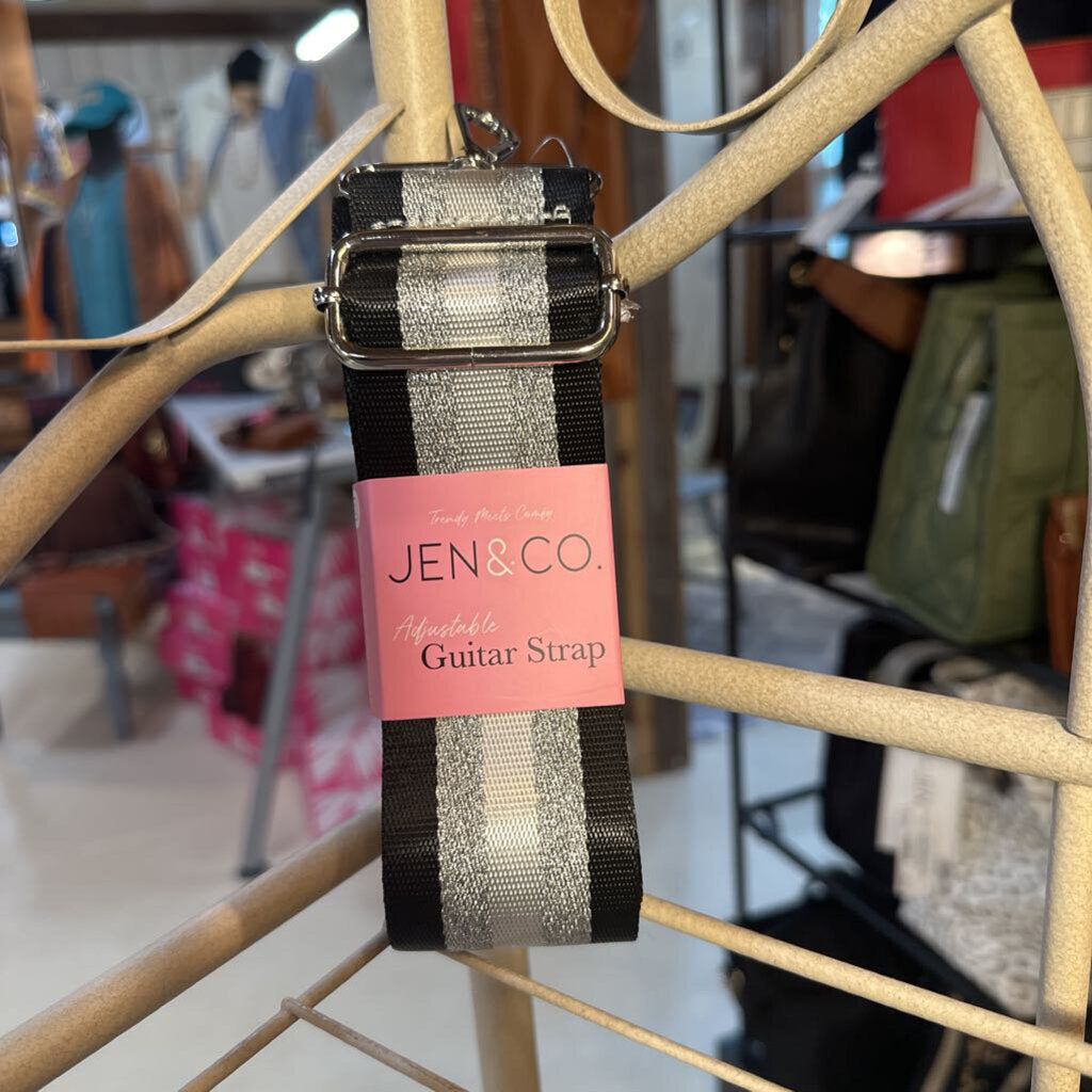 JEN & CO, Bags,Black Silver Guitar Strap