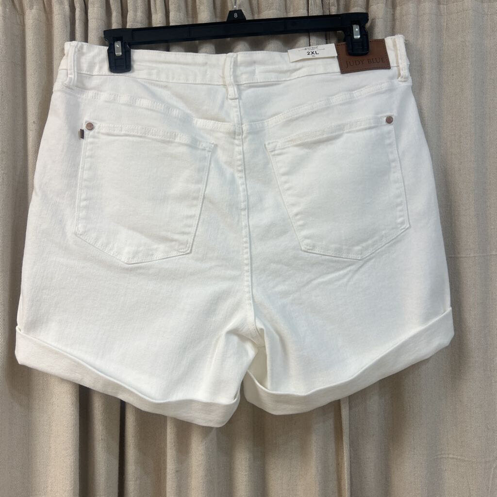 Shorts,HW Double Roll Cuff,White,2XL