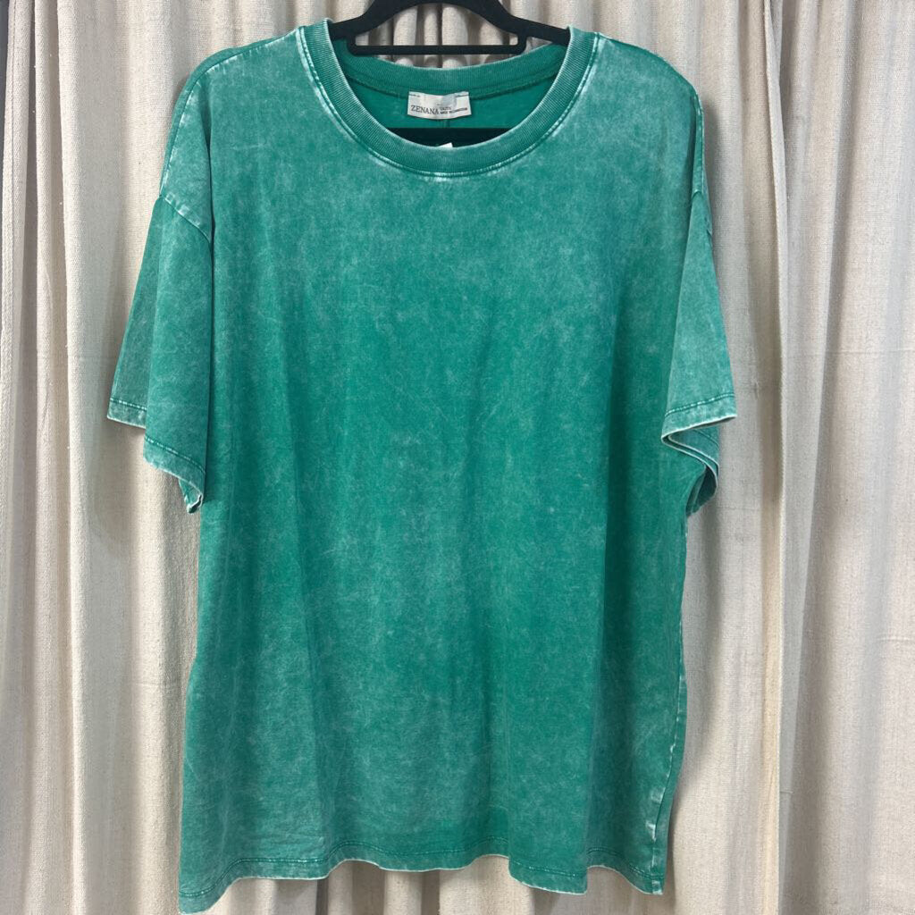 Zenana, Top,Washed Short Sleeve