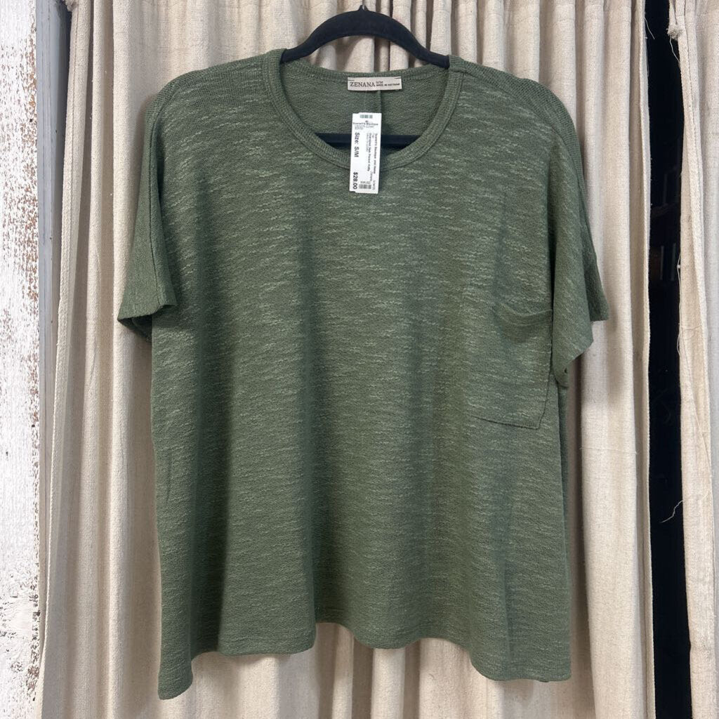 Zenana, Top,Oversized Slub Pocket