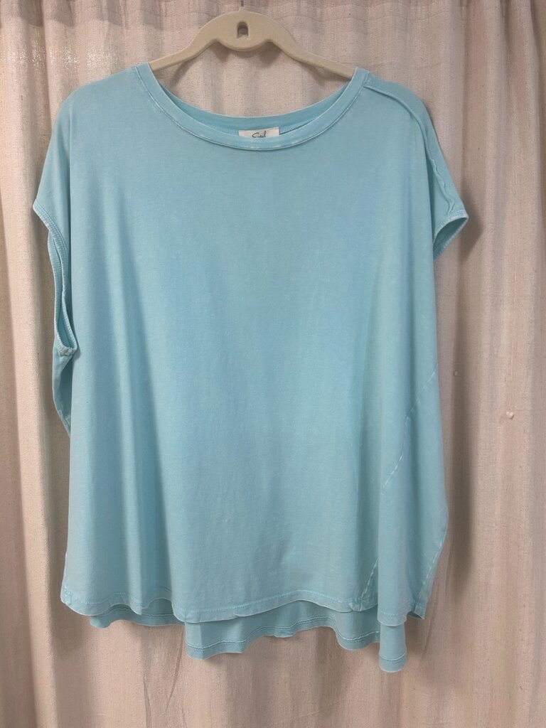 easel, Top,Cap Sleeve Mineral Washed,Seafoam,S