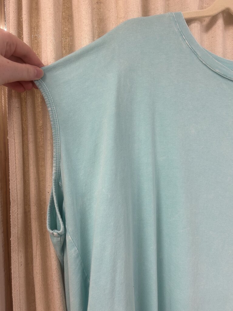 easel, Top,Cap Sleeve Mineral Washed,Seafoam,S