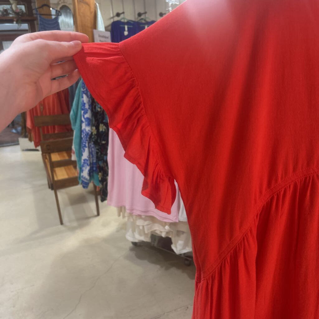 easel, Top,Ruffle Bottom Tunic,Red,L