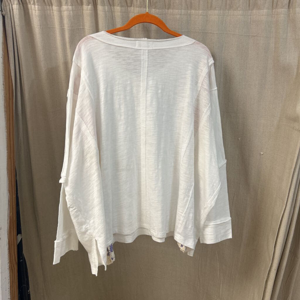 Mello, Top,Rainbrow Crochet Trim ,White,S